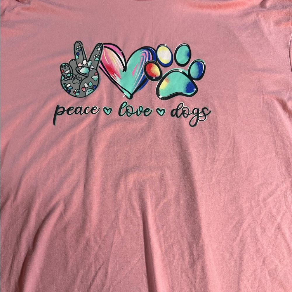 Pink Peace Love Dogs T-Shirt